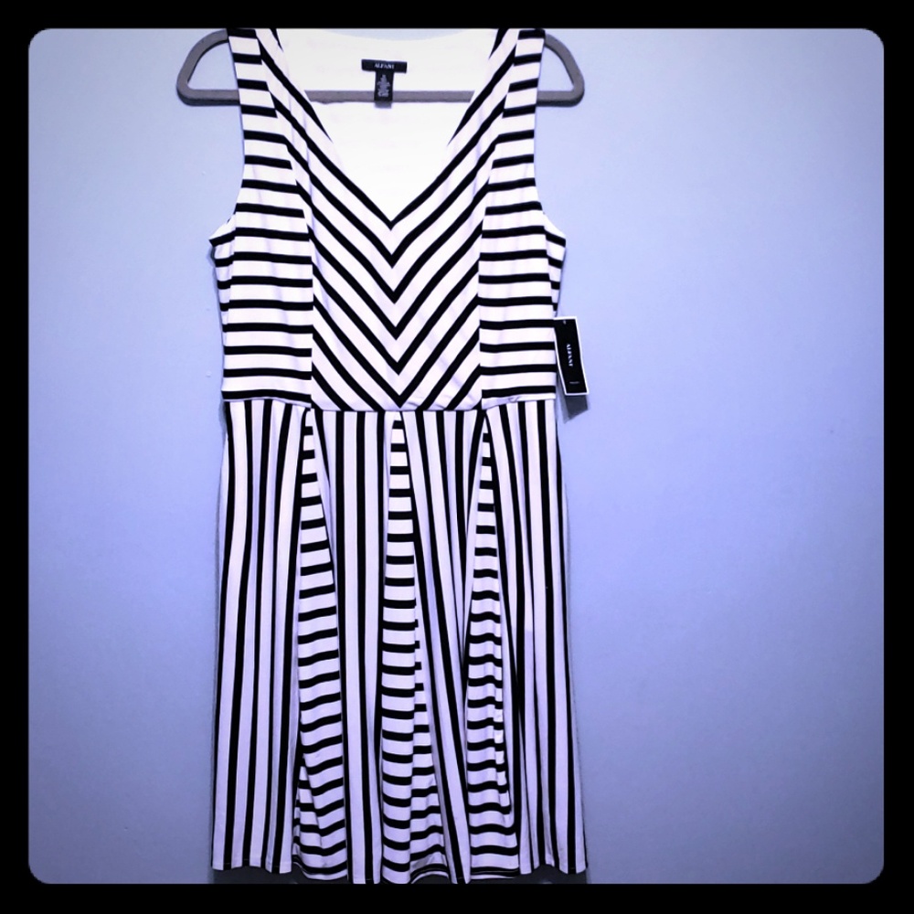 Alfani white and black stripe dress.
